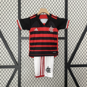 Lasten jalkapallopaidan myynti Flamengo Koti pelipaita 2024 25 Valkoinen Lyhythihainen Lyhyet Housut 1